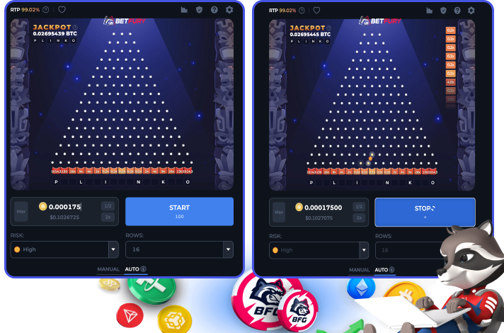 Our test at Betfury Plinko