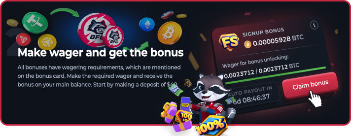 Wagering requirements for the Betfury casino no deposit bonus