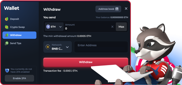 Withdrawing Ethereum winnings at Betfury casino
