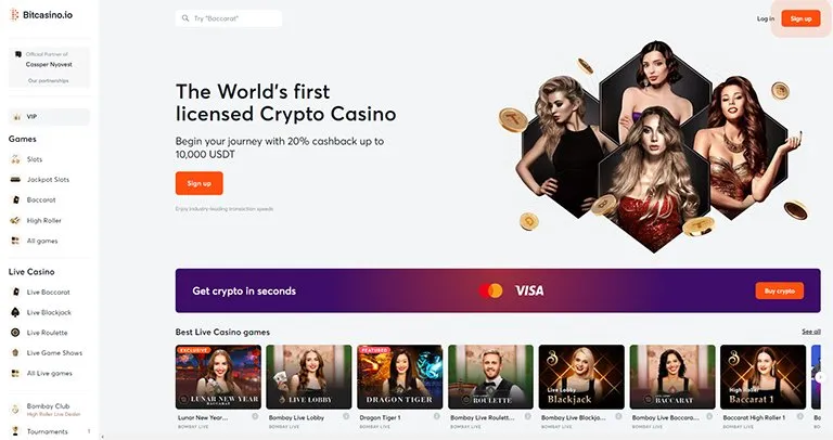 Bitcasino casino main page
