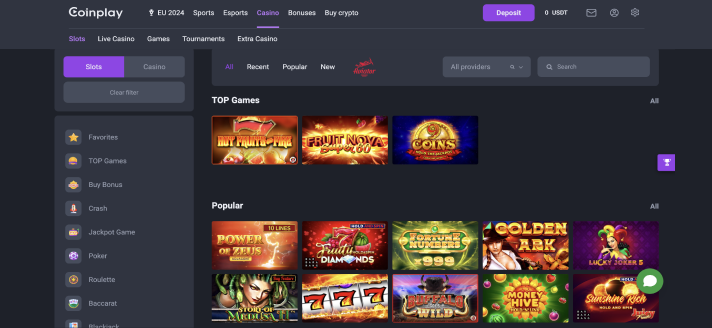 Games section at Coinplay casino