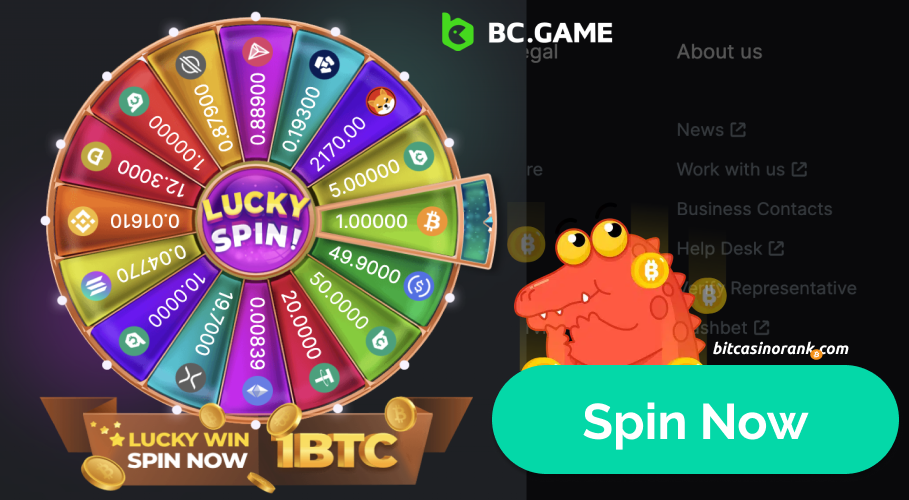 1 BTC Bonus Wheel at BCgame Casino