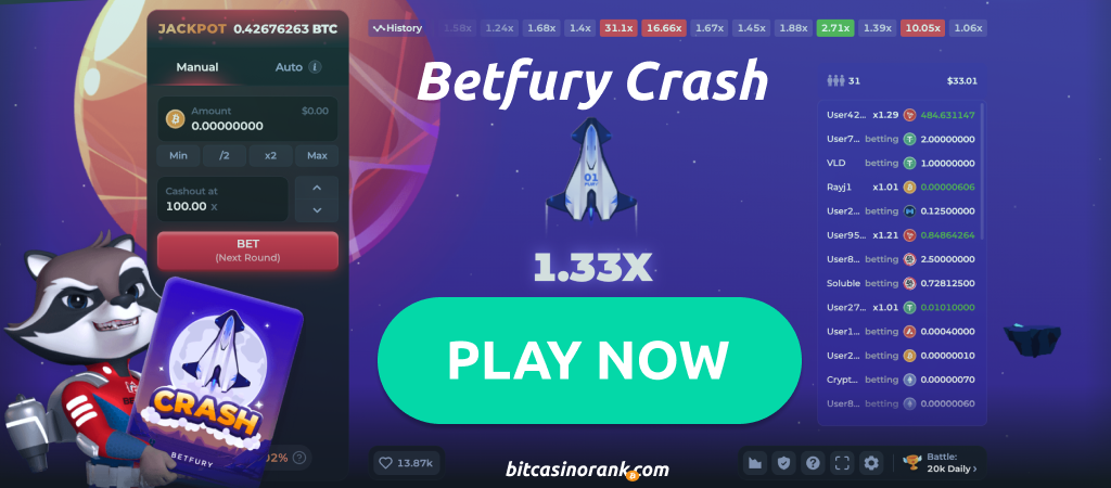 Betfury Crash gameplay