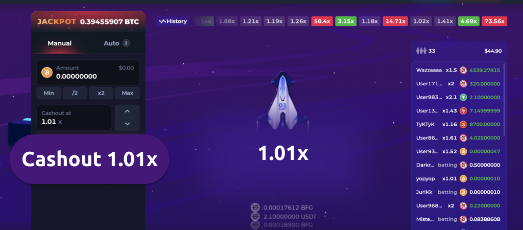 Minimum Cashout in Betfury crash game