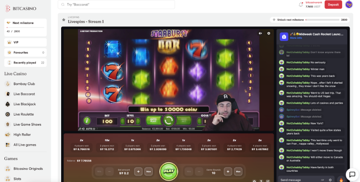 Livespins at Bitcasino.io