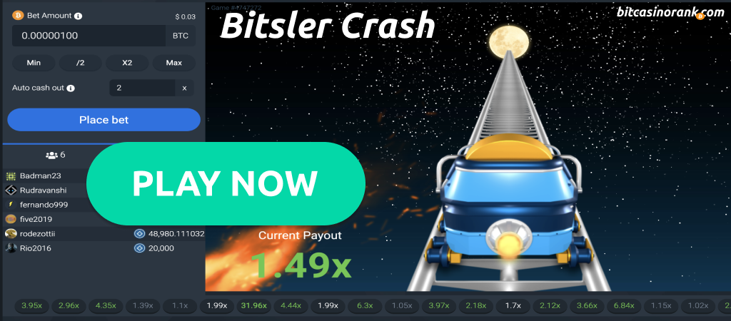 Bitsler Crash gameplay