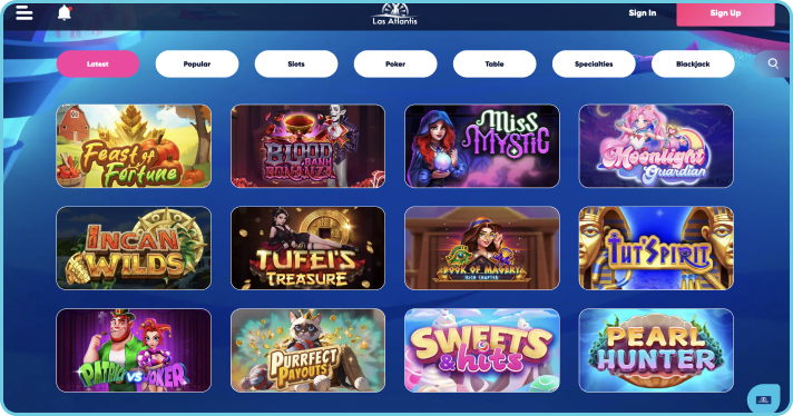 Slots selection at Las Atlantis Casino