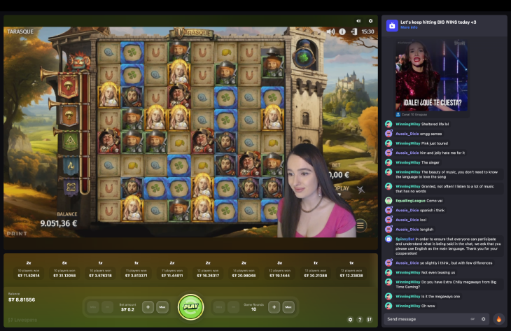 Interface of a Livespins stream