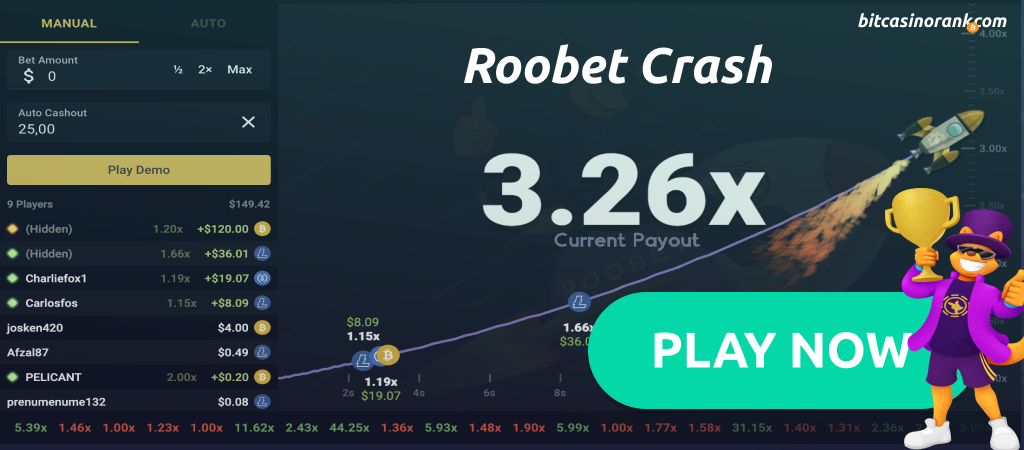 Crash Roobet gameplay