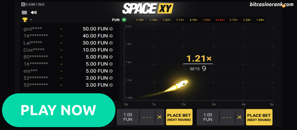 SpaceXY Crash game gameplay